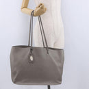 FENDI Celeria Hand Bag Leather Gray Silver Auth 195694A-22