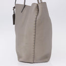 FENDI Celeria Hand Bag Leather Gray Silver Auth 195694A-3