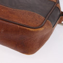 LOEWE Shoulder Bag PVC Brown Gold Silver Auth 195697-14