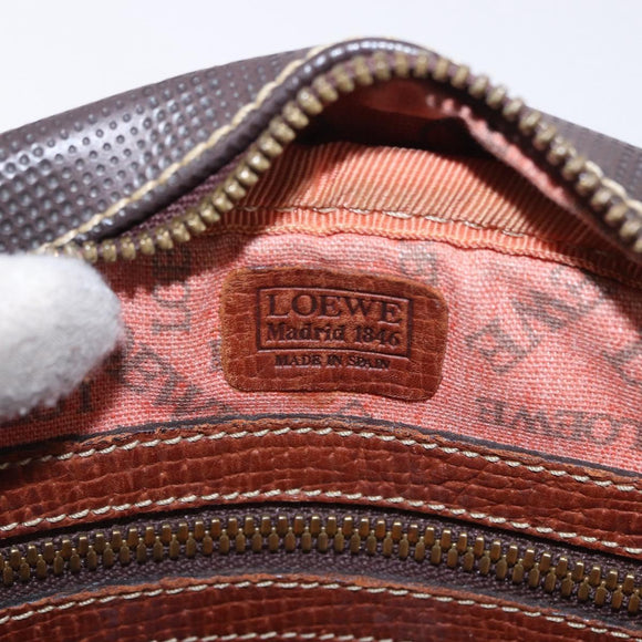 LOEWE Shoulder Bag PVC Brown Gold Silver Auth 195697