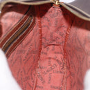 LOEWE Shoulder Bag PVC Brown Gold Silver Auth 195697-17