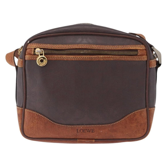 LOEWE Shoulder Bag PVC Brown Gold Silver Auth 195697
