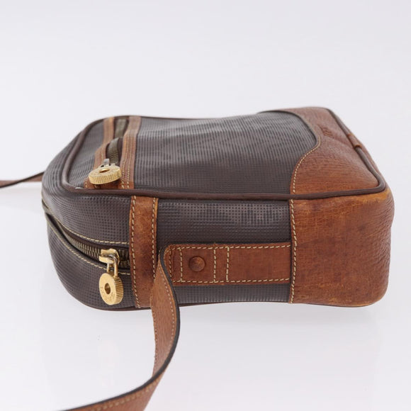 LOEWE Shoulder Bag PVC Brown Gold Silver Auth 195697