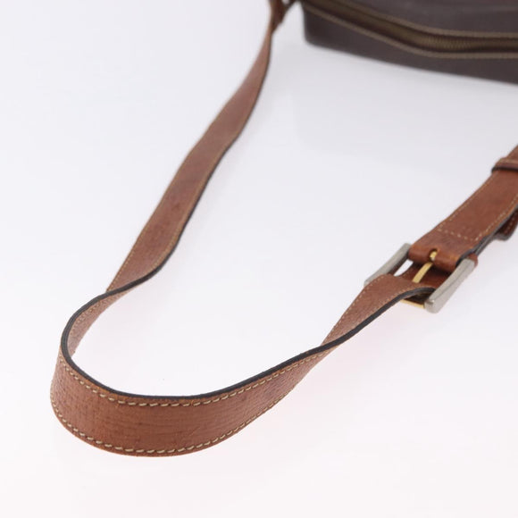 LOEWE Shoulder Bag PVC Brown Gold Silver Auth 195697