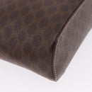 CELINE Macadam Canvas Vanity Pouch PVC Leather Brown Gold Auth 195699A-10