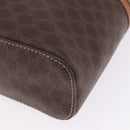 CELINE Macadam Canvas Vanity Pouch PVC Leather Brown Gold Auth 195699A-11