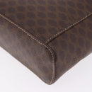 CELINE Macadam Canvas Vanity Pouch PVC Leather Brown Gold Auth 195699A-13