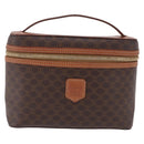 CELINE Macadam Canvas Vanity Pouch PVC Leather Brown Gold Auth 195699A-2