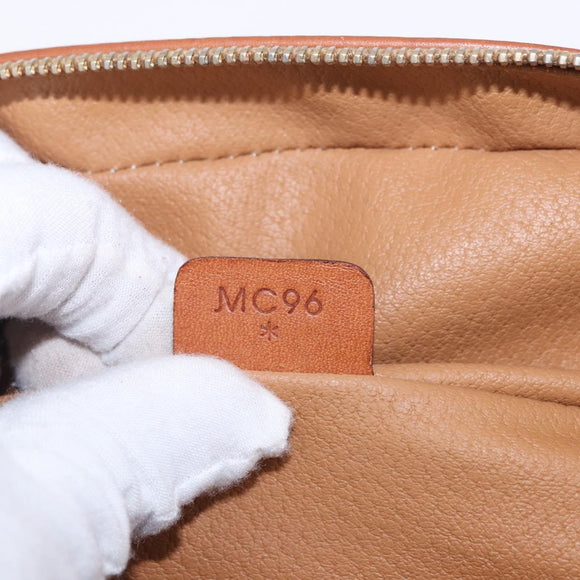 CELINE Macadam Canvas Vanity Pouch PVC Leather Brown Gold Auth 195699A