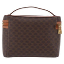 CELINE Macadam Canvas Vanity Pouch PVC Leather Brown Gold Auth 195699A-3