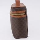 CELINE Macadam Canvas Vanity Pouch PVC Leather Brown Gold Auth 195699A-4