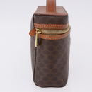 CELINE Macadam Canvas Vanity Pouch PVC Leather Brown Gold Auth 195699A-5