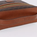 CELINE Macadam Canvas Vanity Pouch PVC Leather Brown Gold Auth 195699A-7