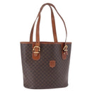 CELINE Macadam Canvas Hand Bag PVC Leather Brown Gold Auth 195700-1