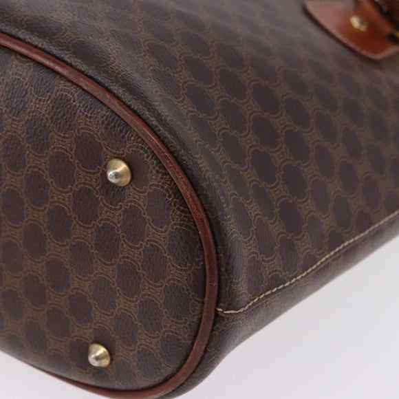 CELINE Macadam Canvas Hand Bag PVC Leather Brown Gold Auth 195700