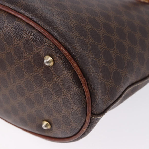 CELINE Macadam Canvas Hand Bag PVC Leather Brown Gold Auth 195700