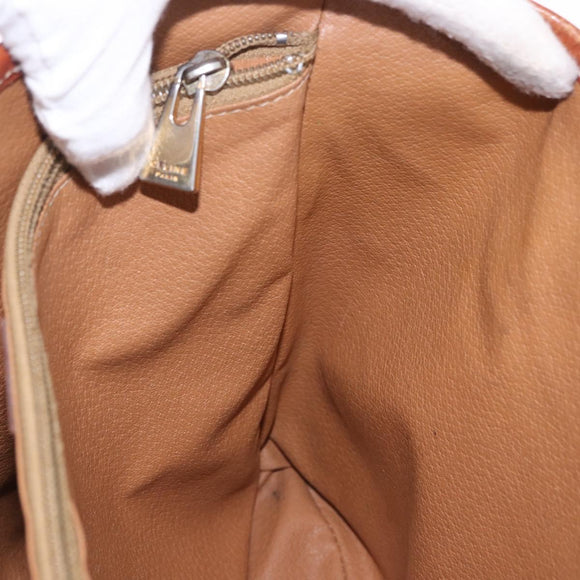 CELINE Macadam Canvas Hand Bag PVC Leather Brown Gold Auth 195700