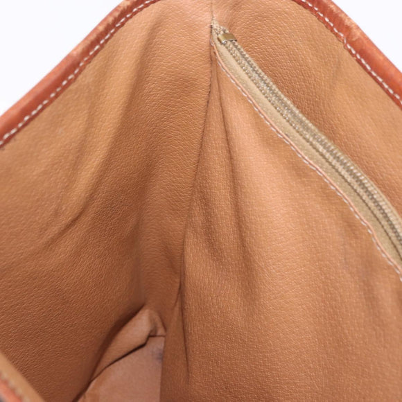 CELINE Macadam Canvas Hand Bag PVC Leather Brown Gold Auth 195700