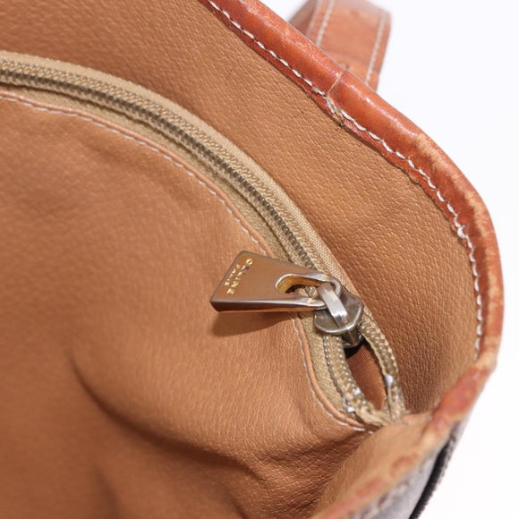 CELINE Macadam Canvas Hand Bag PVC Leather Brown Gold Auth 195700