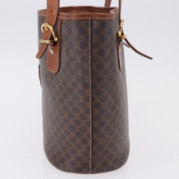 CELINE Macadam Canvas Hand Bag PVC Leather Brown Gold Auth 195700