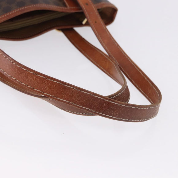 CELINE Macadam Canvas Hand Bag PVC Leather Brown Gold Auth 195700