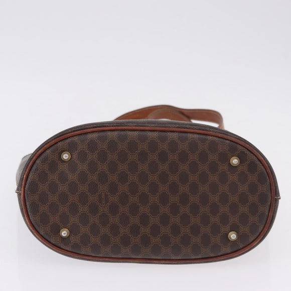 CELINE Macadam Canvas Hand Bag PVC Leather Brown Gold Auth 195700