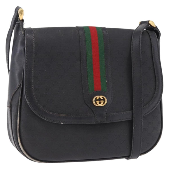 GUCCI Micro GG Supreme Web Sherry Line Bag PVC Black 001 084 4425 Auth 195701