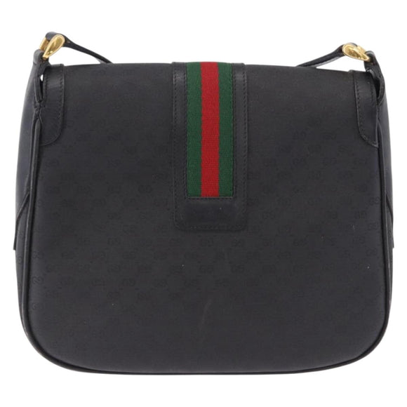 GUCCI Micro GG Supreme Web Sherry Line Bag PVC Black 001 084 4425 Auth 195701