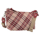 BURBERRY Nova Check Blue Label Shoulder Bag Canvas Red Silver Auth 195702A-1