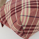 BURBERRY Nova Check Blue Label Shoulder Bag Canvas Red Silver Auth 195702A-15