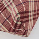 BURBERRY Nova Check Blue Label Shoulder Bag Canvas Red Silver Auth 195702A-9