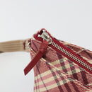 BURBERRY Nova Check Blue Label Shoulder Bag Canvas Red Silver Auth 195702A-10