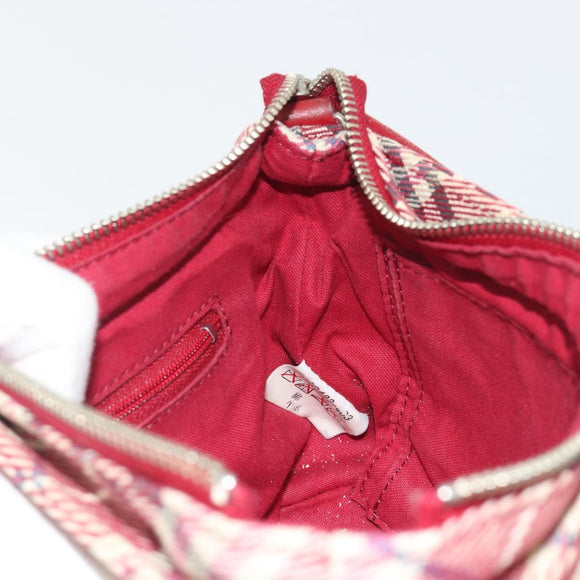 BURBERRY Nova Check Blue Label Shoulder Bag Canvas Red Silver Auth 195702A