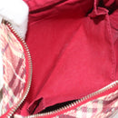 BURBERRY Nova Check Blue Label Shoulder Bag Canvas Red Silver Auth 195702A-22