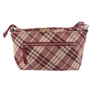 BURBERRY Nova Check Blue Label Shoulder Bag Canvas Red Silver Auth 195702A-2