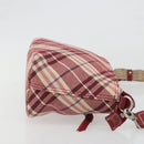 BURBERRY Nova Check Blue Label Shoulder Bag Canvas Red Silver Auth 195702A-3