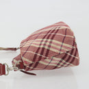 BURBERRY Nova Check Blue Label Shoulder Bag Canvas Red Silver Auth 195702A-4
