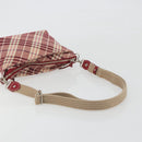 BURBERRY Nova Check Blue Label Shoulder Bag Canvas Red Silver Auth 195702A-7