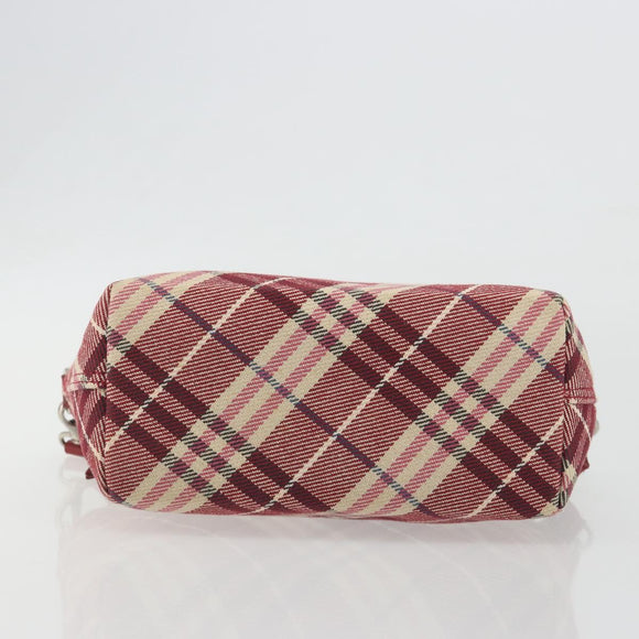 BURBERRY Nova Check Blue Label Shoulder Bag Canvas Red Silver Auth 195702A