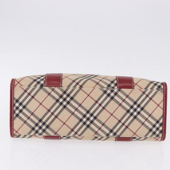 BURBERRY Nova Check Blue Label Hand Bag Canvas Beige Silver Auth 195703