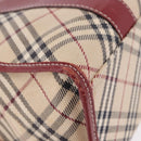 BURBERRY Nova Check Blue Label Hand Bag Canvas Beige Silver Auth 195703-11