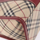 BURBERRY Nova Check Blue Label Hand Bag Canvas Beige Silver Auth 195703-13