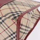 BURBERRY Nova Check Blue Label Hand Bag Canvas Beige Silver Auth 195703-14