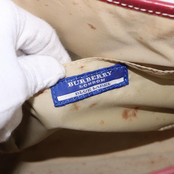 BURBERRY Nova Check Blue Label Hand Bag Canvas Beige Silver Auth 195703