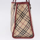 BURBERRY Nova Check Blue Label Hand Bag Canvas Beige Silver Auth 195703-5