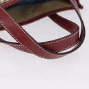BURBERRY Nova Check Blue Label Hand Bag Canvas Beige Silver Auth 195703-8