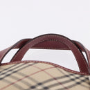 BURBERRY Nova Check Blue Label Hand Bag Canvas Beige Silver Auth 195703-9