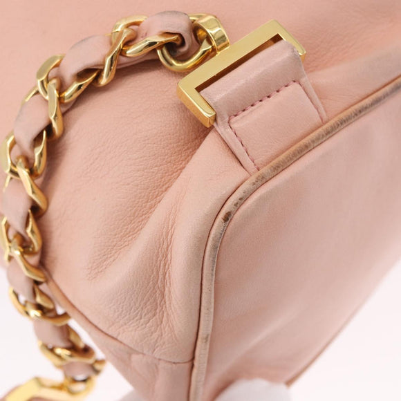 CHANEL Backpack Lamb Skin Pink Gold CC Auth 195704A