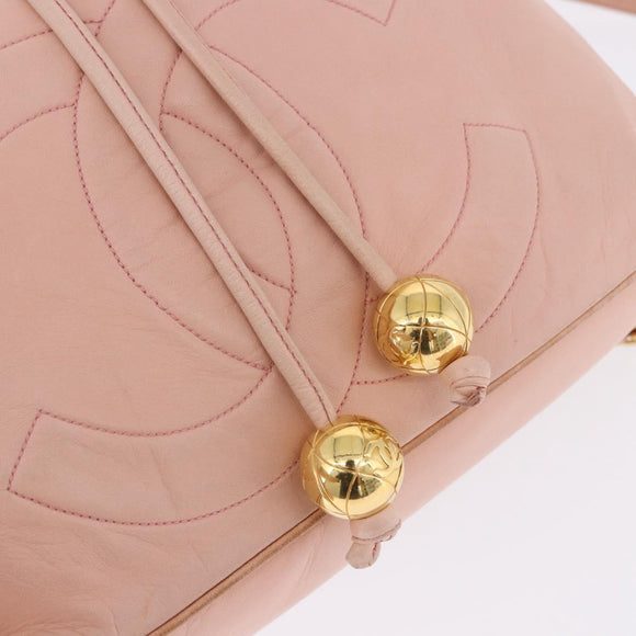 CHANEL Backpack Lamb Skin Pink Gold CC Auth 195704A