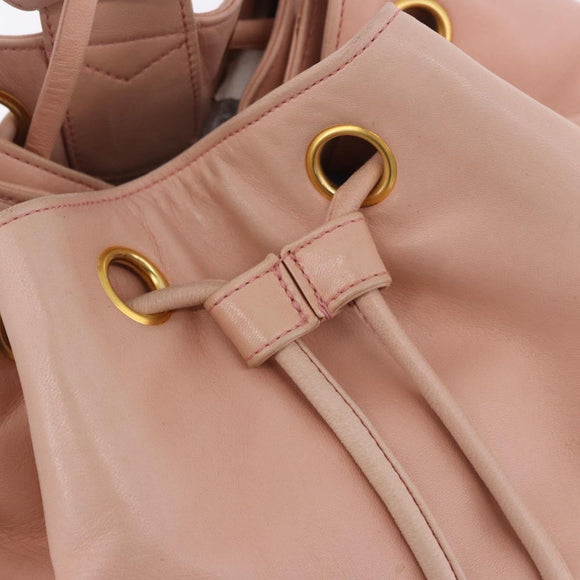 CHANEL Backpack Lamb Skin Pink Gold CC Auth 195704A